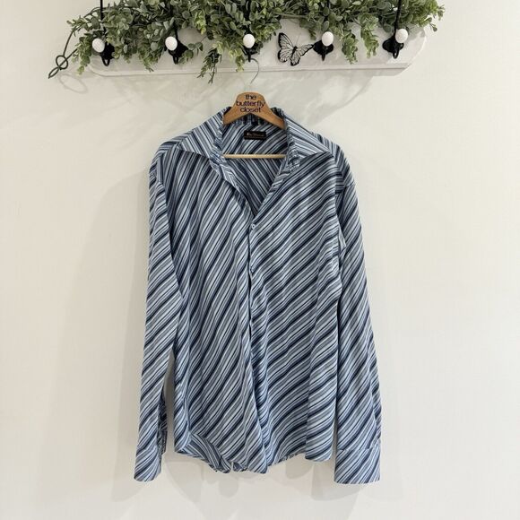 Ben Sherman Blue Striped Button Down Shirt XL - Picture 1 of 3